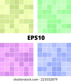 Seamless vector tiles bathroom floor and wall pattern background texture. Colorful tiles mosaic: olive, yellow, green, purple, blue, pink. EPS10