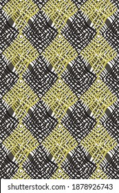 Seamless vector tiles pattern with hand drawn geometric diamond shapes