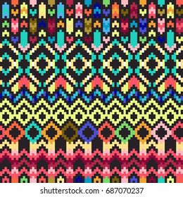 Seamless vector tiling pattern with traditional Venezuela geometric zigzag embroidery design. Seamless pattern can be used for wallpaper, pattern fills, web background, textures, wrapping paper design