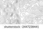 Seamless vector topographic map background. Line topography map seamless pattern. Mountain hiking trail over terrain. Contour background geographic grid.