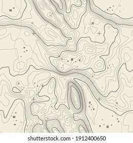 Seamless vector topographic map background. Line topography map seamless pattern. Contour background geographic grid. Mountain hiking trail over terrain. Seamless wavy pattern. svg