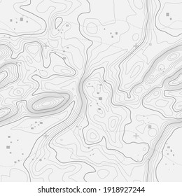 Seamless vector topographic map background. Mountain hiking trail over terrain. Line topography map seamless pattern. Contour background geographic grid. Seamless wavy pattern.