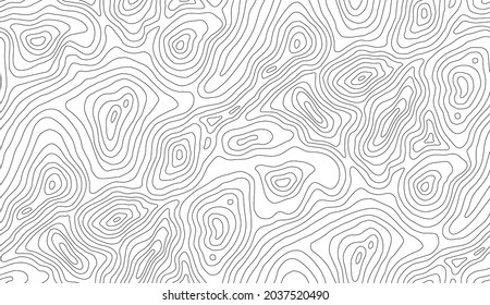 Seamless vector topographic map background. Line topography map seamless pattern. Mountain hiking trail over terrain. Contour background geographic grid.