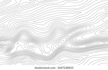 Seamless vector topographic map background. Line topography map seamless pattern. Mountain hiking trail over terrain. Contour background geographic grid.