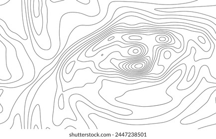 Nahtloser topographischer Kartenhintergrund der Vektorgrafik. Linientopographie-Map nahtloses Muster. Bergwanderweg über Gelände. Konturhintergrund Geografisches Raster.