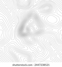 Seamless vector topographic map background. Line topography map seamless pattern. Mountain hiking trail over terrain. Contour background geographic grid.