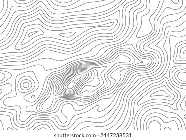 Seamless vector topographic map background. Line topography map seamless pattern. Mountain hiking trail over terrain. Contour background geographic grid.