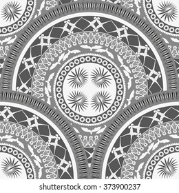 Seamless vector traditional ornament. Oriental pattern of mandalas on a white background.