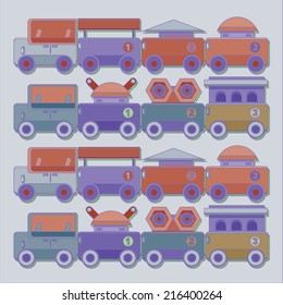 seamless vector train kids toys in vintage colors