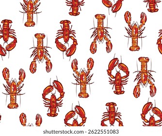 Seamless vector tred  lobster  marine pattern background . Vector Illustrtion Not Ai , Design for fashion , fabric, textile, wallpaper , wrapping and all prints