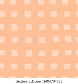 Seamless vector trendy abstract geometric pattern. Hand-drawn neutral Peach fuzz squares background. Vector pastel checkered illustration for wallpapers, textiles, wrapping paper, prints, clothes, vector de stoc