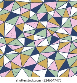 SEAMLESS VECTOR TRIANGLE GEOMETRIC PAINTED TEXTURE PATTERN SWATCHES