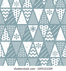 Seamless vector triangle geometric pattern. Design for Christmas wrapping, wallpaper, fabric, textile.