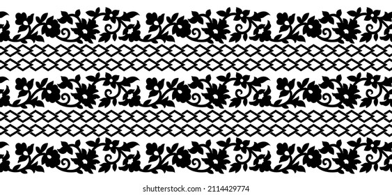 Seamless vector tribal floral border