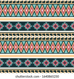 Seamless vector tribal pattern. Background with ethnic motifs. Traditional folk design for printing on textiles. Geometric aztec ornament.