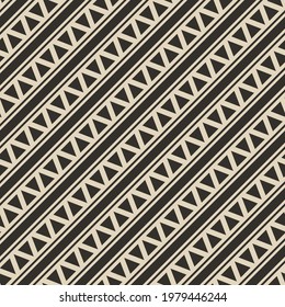 Seamless vector tribal pattern. Simple geometric repeat elements background. Black and white design. For fabric, cover, textile, wrapping etc.