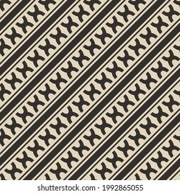 Seamless vector tribal pattern. Simple geometric repeat elements background. Black and white design. For fabric, cover, textile, wrapping etc.