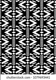 Seamless Vector Tribal Pattern for Textile Design. Stylish Monochrome Modern Art. 