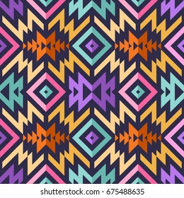 Seamless Vector Tribal Pattern for Textile Design. Stylish Modern Art. Psychedelic Mix of Stripes and Triangles