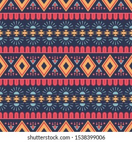 Seamless vector tribal pattern. Traditional ethnic ornament for textiles. Boho style geometric background for design and print.