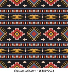 Seamless vector tribal pattern. Traditional ethnic ornament for textiles. Boho style geometric background for design and print.