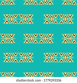Seamless vector of tribal style geometric doodles on pastel color background, easy beautiful art for making many kinds of printing or textile pattern