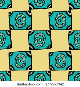 Vector sin foco de doodles geométricos de estilo tribal sobre fondo de color pastel, arte hermoso fácil para hacer muchos tipos de impresión o patrón textil
