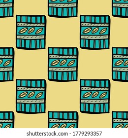 Seamless vector of tribal style geometric doodles on pastel color background, easy beautiful art for making many kinds of printing or textile pattern