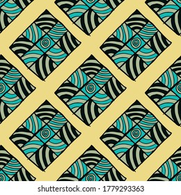 Vector sin foco de doodles geométricos de estilo tribal sobre fondo de color pastel, arte hermoso fácil para hacer muchos tipos de impresión o patrón textil