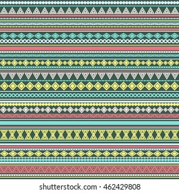 Seamless vector tribal texture pattern. Vector stripes pattern. Vintage ethnic seamless backdrop. Pink, yellow and blue colors.