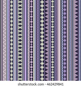 Seamless vector tribal texture pattern. Vector stripes pattern. Vintage ethnic seamless backdrop. Purple and pink colors.