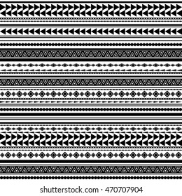Seamless vector tribal texture pattern. Vector stripes pattern. Vintage ethnic seamless backdrop. Black and white colors.