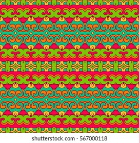 Seamless vector tribal texture pattern. Neon stripes pattern. Abstract ethnic seamless backdrop.