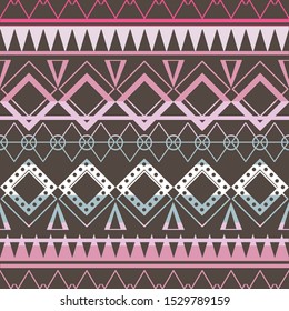 Seamless vector tribal texture set. Tribal seamless texture. Boho stripes. Striped vintage boho fashion style pattern background with tribal shape elements.