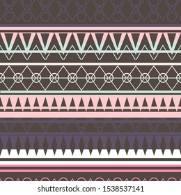 Seamless vector tribal texture set. Tribal seamless texture. Boho stripes. Striped vintage boho fashion style pattern background with tribal shape elements.