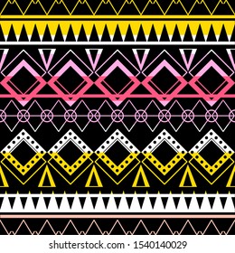 Seamless vector tribal texture set. Tribal seamless texture. Boho stripes. Striped vintage boho fashion style pattern background with tribal shape elements.