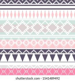 Seamless vector tribal texture set. Tribal seamless texture. Boho stripes. Striped vintage boho fashion style pattern background with tribal shape elements.