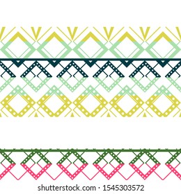 Seamless vector tribal texture set. Tribal seamless texture. Boho stripes. Striped vintage boho fashion style pattern background with tribal shape elements.