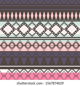 Seamless vector tribal texture set. Tribal seamless texture. Boho stripes. Striped vintage boho fashion style pattern background with tribal shape elements.