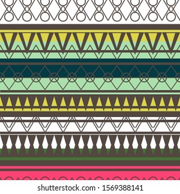 Seamless vector tribal texture set. Tribal seamless texture. Boho stripes. Striped vintage boho fashion style pattern background with tribal shape elements.