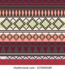 Seamless vector tribal texture set. Tribal seamless texture. Boho stripes. Striped vintage boho fashion style pattern background with tribal shape elements.