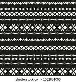 Seamless vector tribal texture. Tribal seamless texture. Vintage ethnic seamless backdrop. Boho stripes. Striped vintage boho fashion style pattern background with tribal shape elements.
