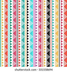 Seamless vector tribal texture. Tribal seamless texture. Vintage ethnic seamless backdrop. Boho stripes. Striped vintage boho fashion style pattern background with tribal shape elements.