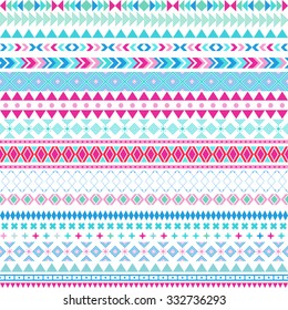 Seamless vector tribal texture. Tribal seamless texture. Vintage ethnic seamless backdrop. Boho stripes. Striped vintage boho fashion style pattern background with tribal shape elements.