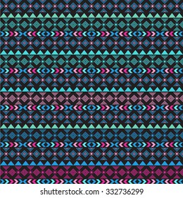 Seamless vector tribal texture. Tribal seamless texture. Vintage ethnic seamless backdrop. Boho stripes. Striped vintage boho fashion style pattern background with tribal shape elements.