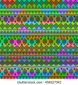 Seamless vector tribal texture. Vintage ethnic  backdrop.  Striped  boho fashion style pattern background 