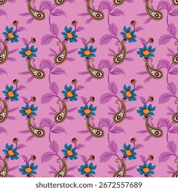  Diseño tropical de Vector sin costuras con hibisco sobre fondo neutro