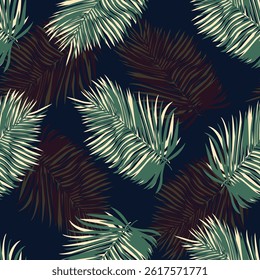 Seamless vector with tropical palm leaves, jungle Leaves background