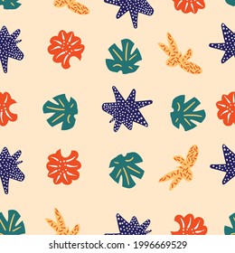 Seamless vector tropical pattern color elements endless ornament design