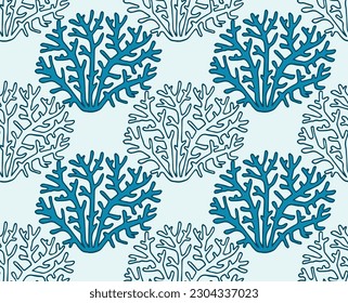 Seamless vector tropical pattern with corals. Perfect for wallpapers, web page backgrounds, surface textures, textile.